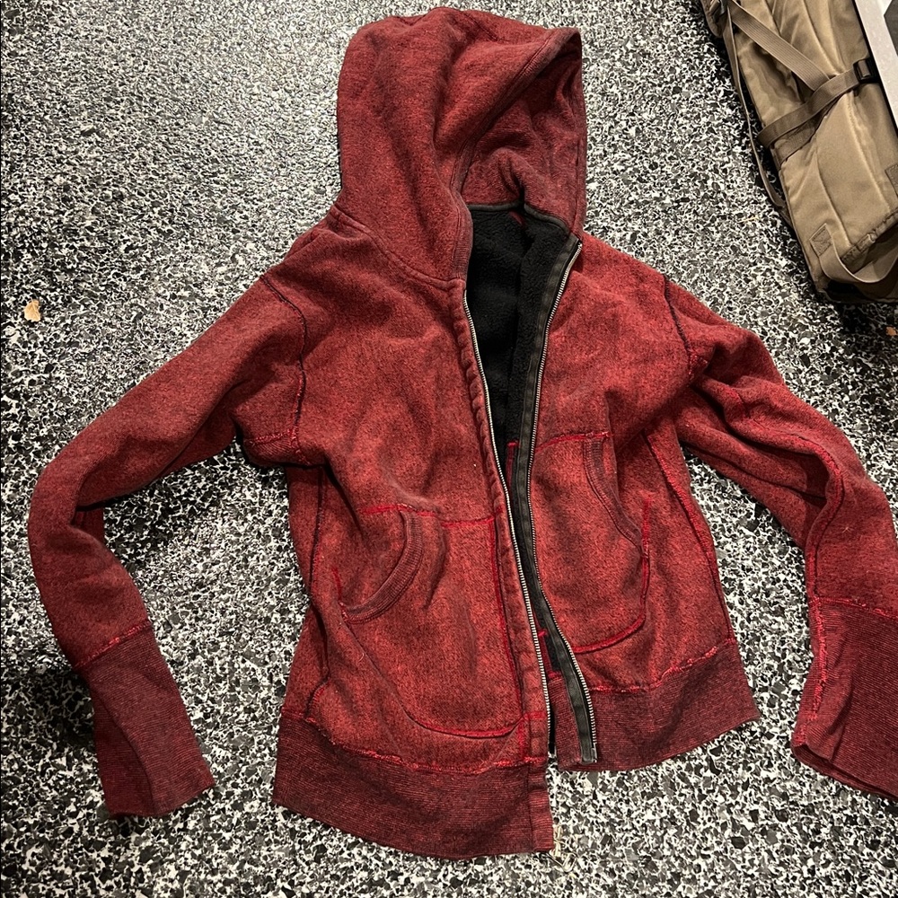 Wings + Horns Red Zip Up Hoodie Size Medium